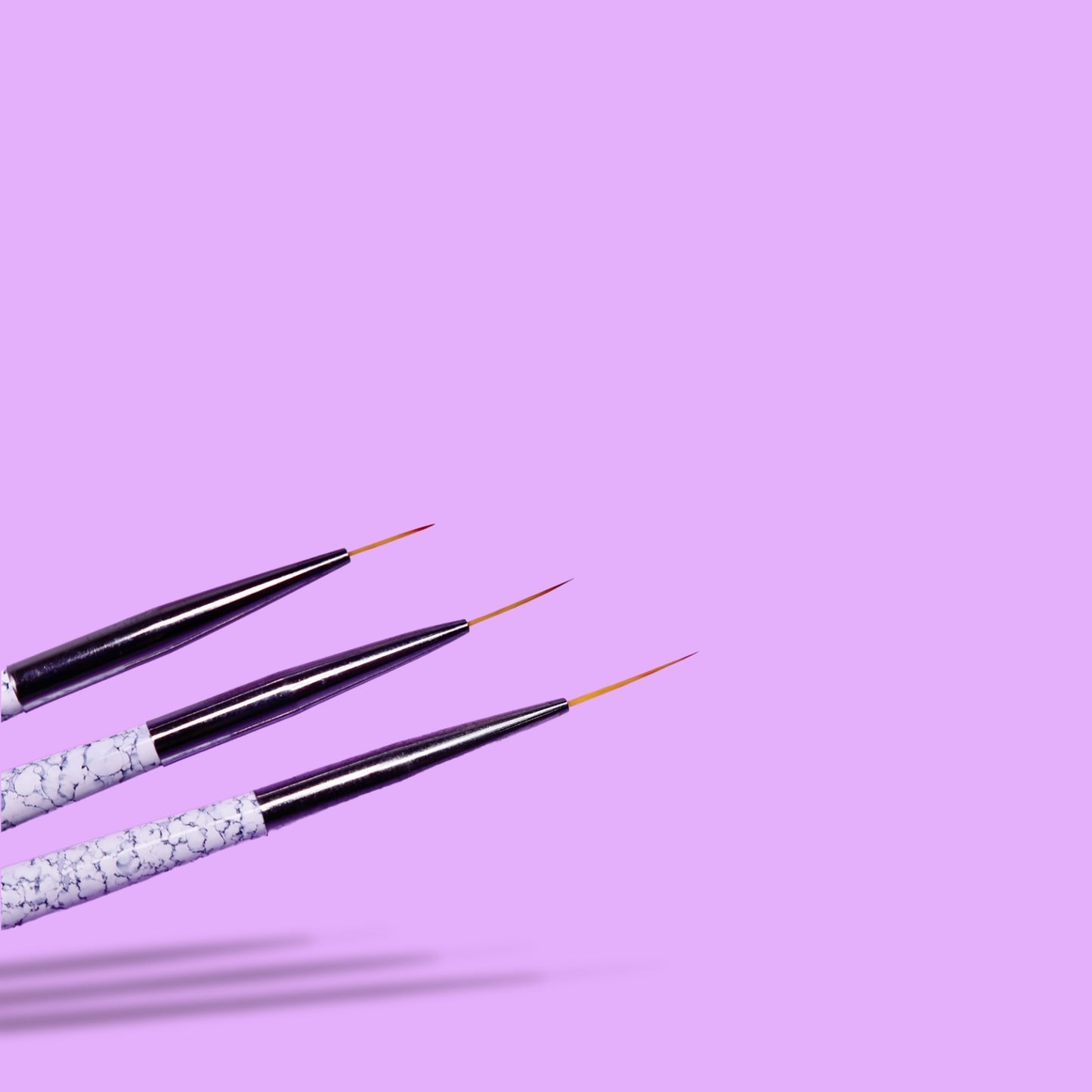 Zaaki Zaaki 3 piece white marble eyeliner brush set with long bristles