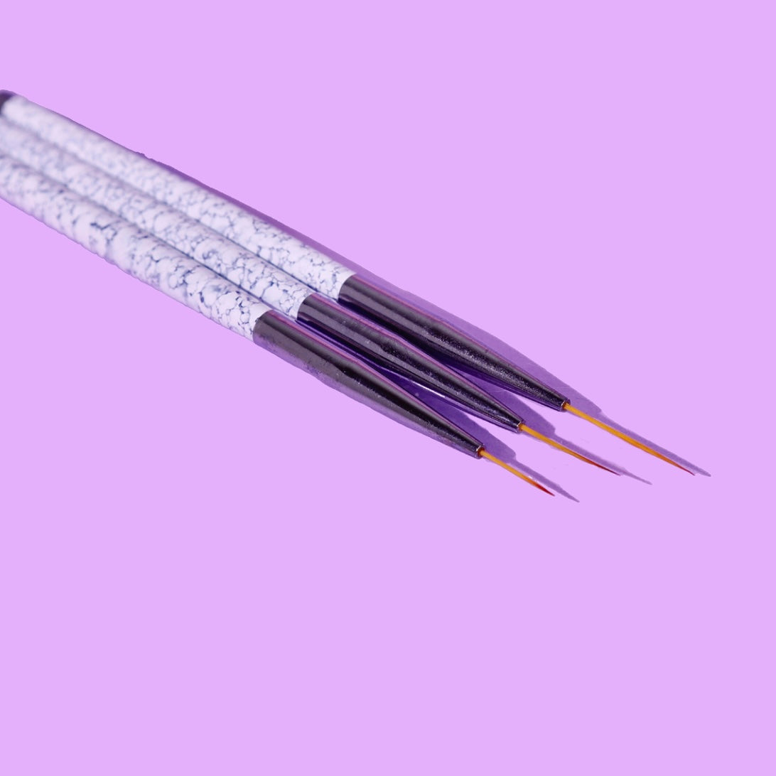 Zaaki Zaaki 3 piece white marble eyeliner brush set with long bristles 3