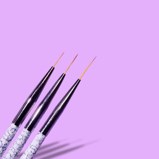 Zaaki Zaaki 3 piece white marble  eyeliner brush set with long bristles 2