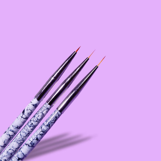 Zaaki Zaaki 3 piece white marble  eyeliner brush set with short bristles 