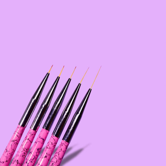 5 piece pink marble eyeliner brush set Corner angle Zaaki Zaaki 